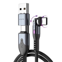 Statik PowerPivot Pro USB-AC To USB-C Cable 1 Meter Braided Black